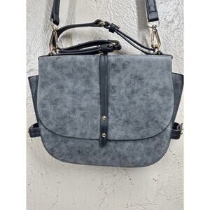 Steve Madden Gray Crossbody Saddle Bag Adjustable Strap Marbled Textured